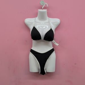 Victoria Secret Essential Triangle Top & Brazilian Bottom Bikini Set Large Black